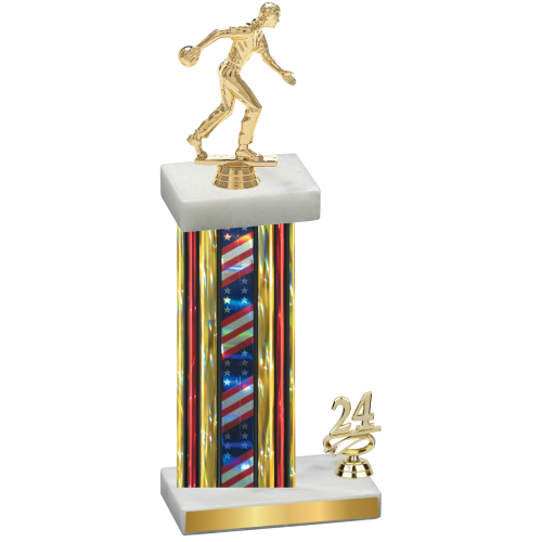 Accented Single Flag USA Year Bowling Trophy