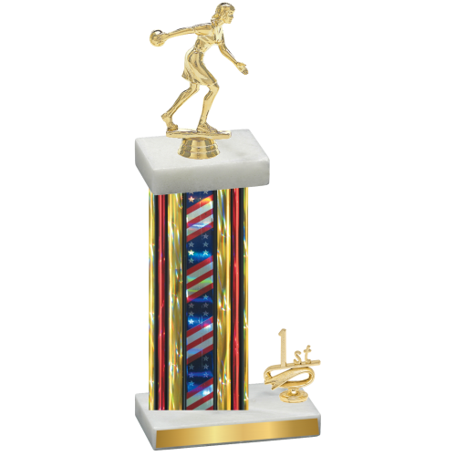 Accented Single Flag USA First Place Bowling Trophy