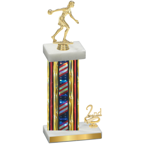 Accented Single Flag USA Second Place Bowling Trophy