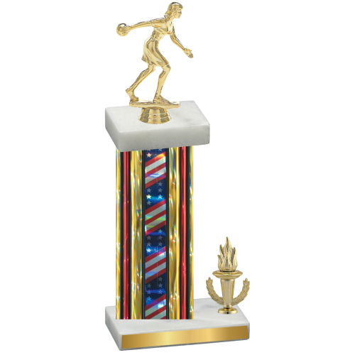 Accented Single Flag USA Victory Bowling Trophy