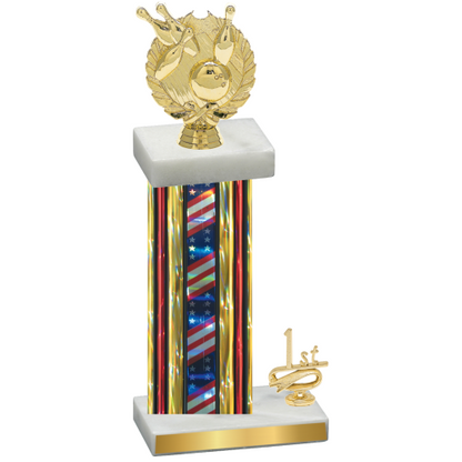 Accented Single Flag USA First Place Bowling Trophy