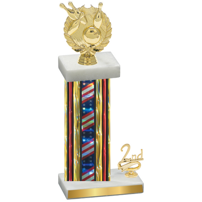Accented Single Flag USA Second Place Bowling Trophy