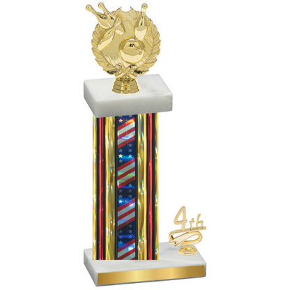 Accented Single Flag USA Fourth Place Bowling Trophy