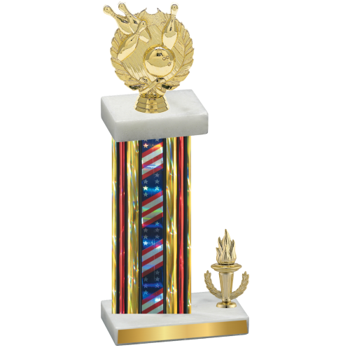 Accented Single Flag USA Victory Bowling Trophy