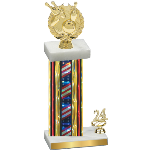 Accented Single Flag USA Year Bowling Trophy