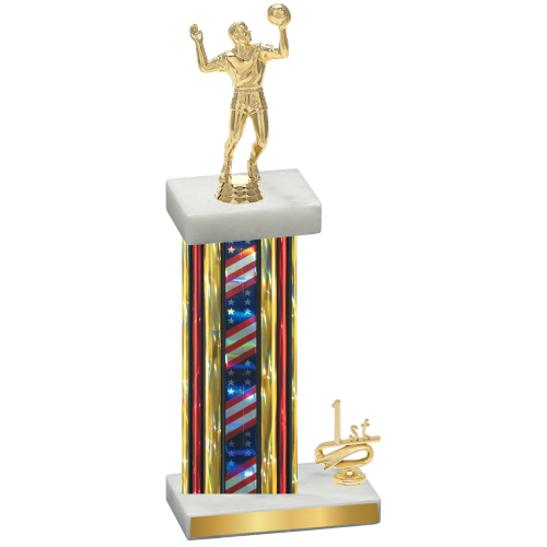 Accented Single Flag USA First Place Volleyball Trophy