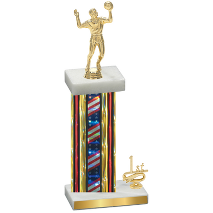 Accented Single Flag USA First Place Volleyball Trophy
