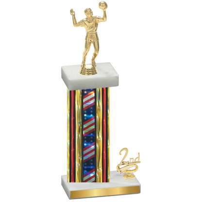 Accented Single Flag USA Second Place Volleyball Trophy