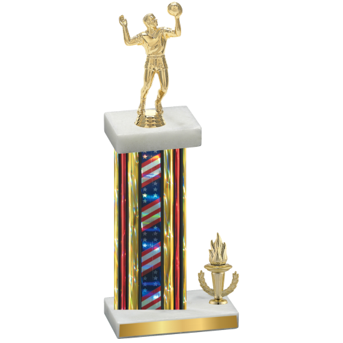 Accented Single Flag USA Victory Volleyball Trophy