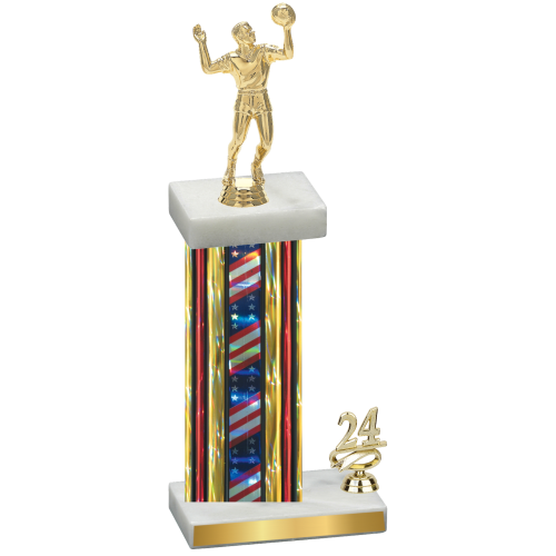 Accented Single Flag USA Year Volleyball Trophy