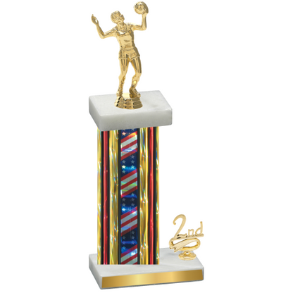 Accented Single Flag USA Second Place Volleyball Trophy