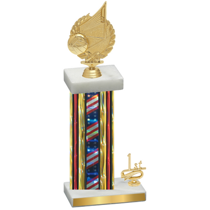 Accented Single Flag USA First Place Volleyball Trophy