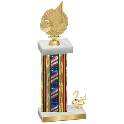 Accented Single Flag USA Second Place Volleyball Trophy