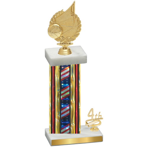 Accented Single Flag USA Fourth Place Volleyball Trophy