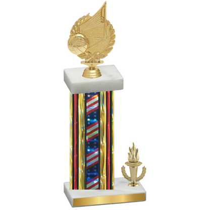 Accented Single Flag USA Victory Volleyball Trophy