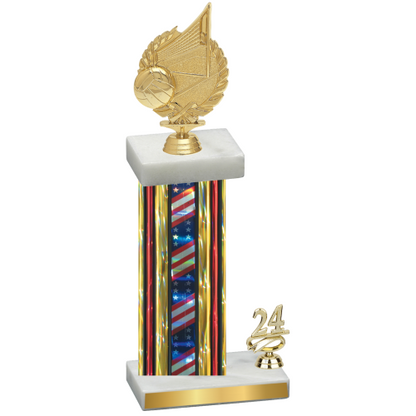 Accented Single Flag USA Year Volleyball Trophy