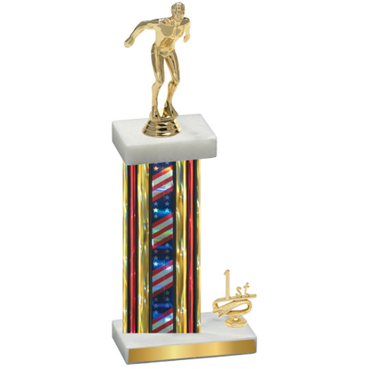 Accented Single Flag USA First Place Swimming Trophy