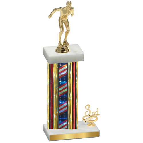 Accented Single Flag USA Third Place Swimming Trophy