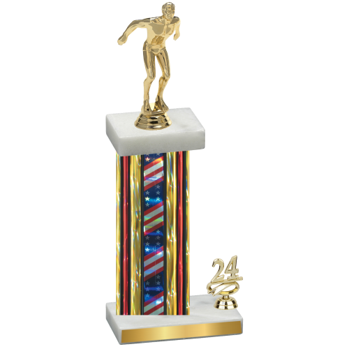 Accented Single Flag USA Year Swimming Trophy