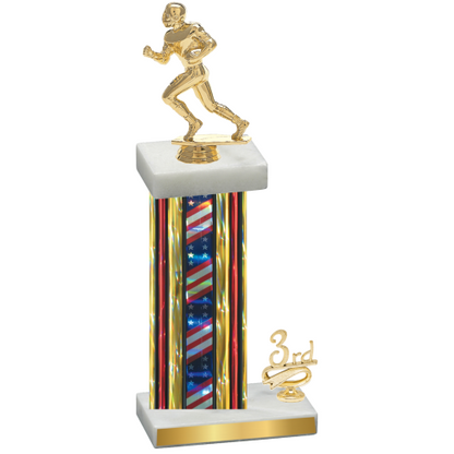 Accented Single Flag USA Third Place Football Trophy