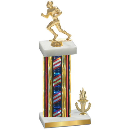 Accented Single Flag USA Victory Football Trophy