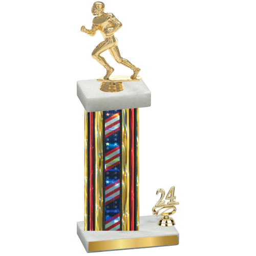 Accented Single Flag USA Year Football Trophy