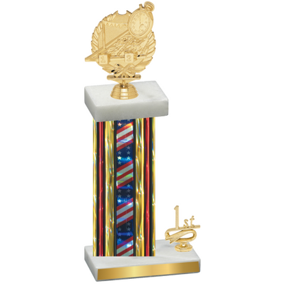 Accented Single Flag USA First Place Swimming Trophy