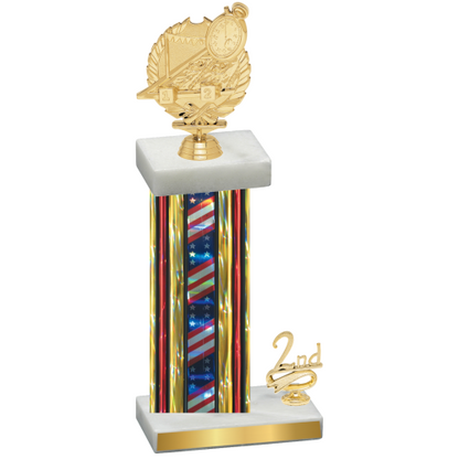 Accented Single Flag USA Second Place Swimming Trophy