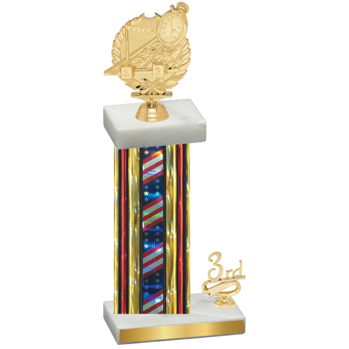 Accented Single Flag USA Third Place Swimming Trophy