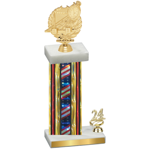 Accented Single Flag USA Year Swimming Trophy