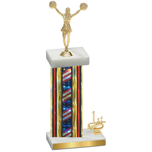 Accented Single Flag USA First Place Cheerleading Trophy