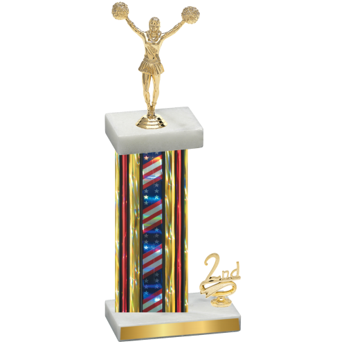 Accented Single Flag USA Second Place Cheerleading Trophy