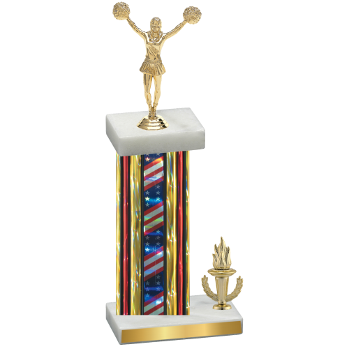 Accented Single Flag USA Victory Cheerleading Trophy