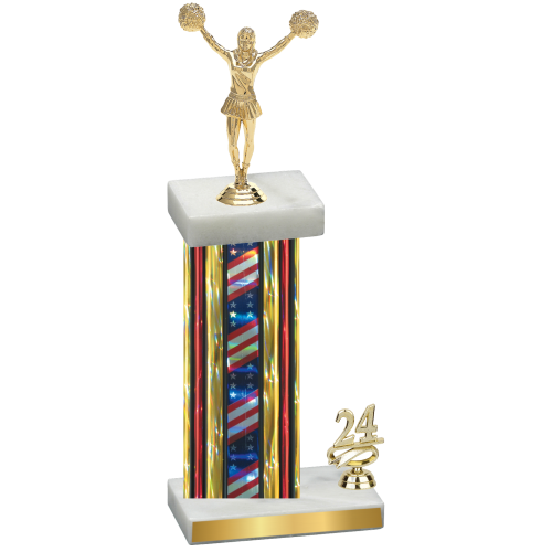 Accented Single Flag USA Year Cheerleading Trophy