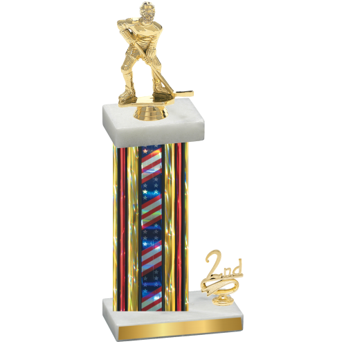 Accented Single Flag USA Second Place Hockey Trophy