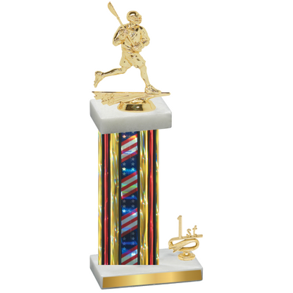 Accented Single Flag USA First Place Lacrosse Trophy