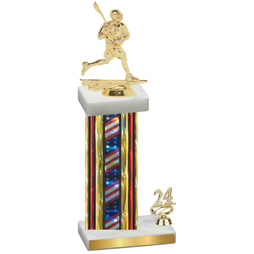 Accented Single Flag USA Year Lacrosse Trophy