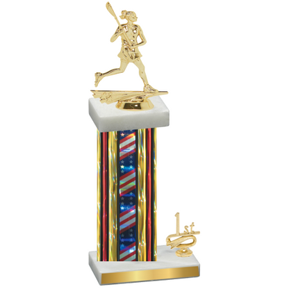 Accented Single Flag USA First Place Lacrosse Trophy