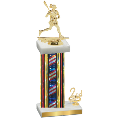 Accented Single Flag USA Second Place Lacrosse Trophy