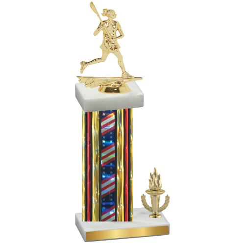 Accented Single Flag USA Victory Lacrosse Trophy