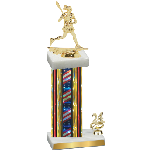 Accented Single Flag USA Year Lacrosse Trophy