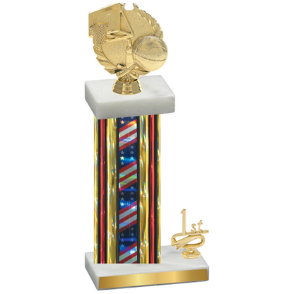 Accented Single Flag USA First Place Basketball Trophy