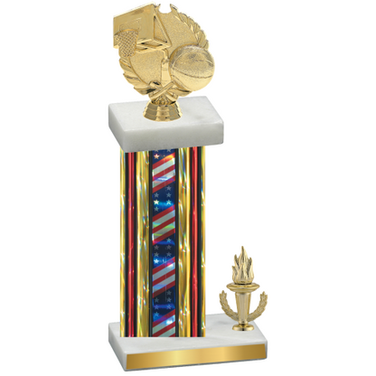 Accented Single Flag USA Victory Basketball Trophy