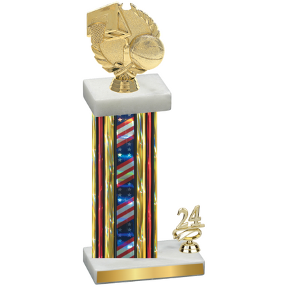 Accented Single Flag USA Year Basketball Trophy