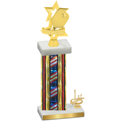 Accented Single Flag USA First Place Pickleball Trophy