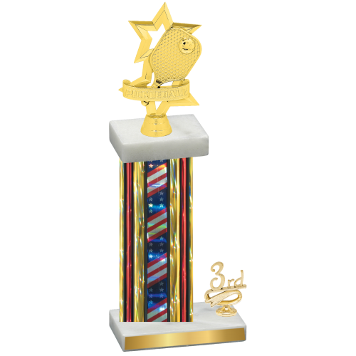 Accented Single Flag USA Third Place Pickleball Trophy