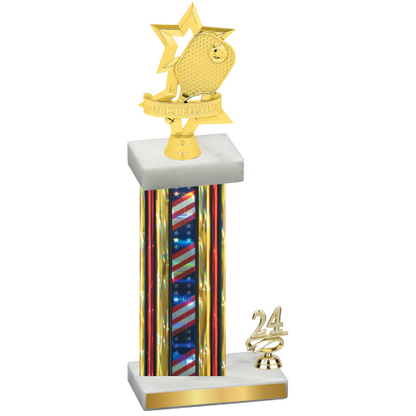 Accented Single Flag USA Year Pickleball Trophy