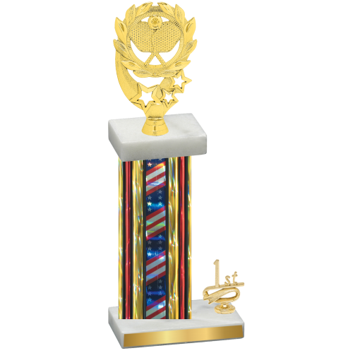 Accented Single Flag USA First Place Pickleball Trophy