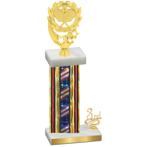 Accented Single Flag USA Third Place Pickleball Trophy