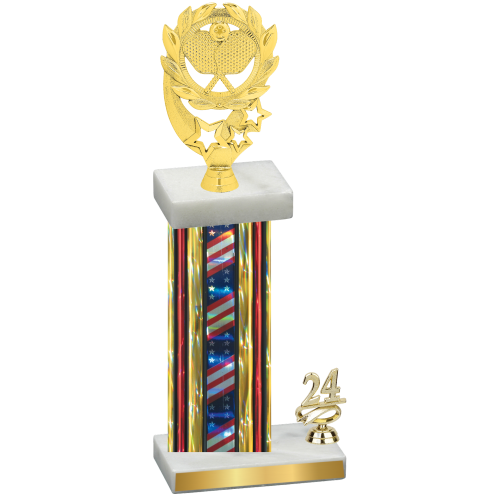 Accented Single Flag USA Year Pickleball Trophy